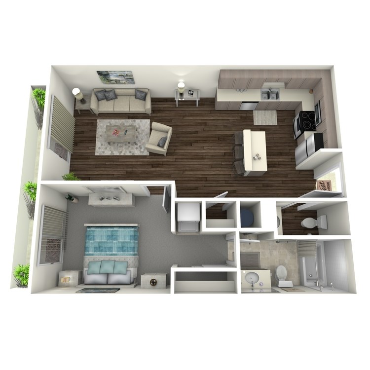 Floor plan image of 1 Bed 1.5 Bath C