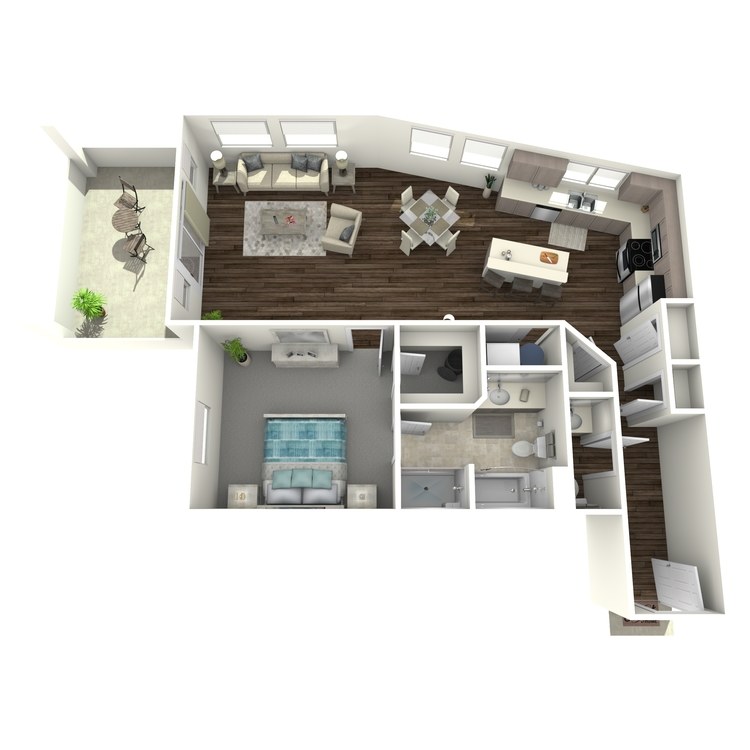 Floor plan image of 1 Bed 1.5 Bath F