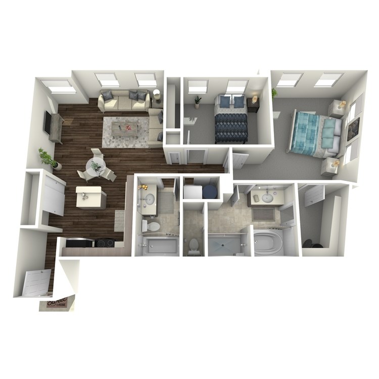 Floor plan image of 2 Bed 2 Bath A