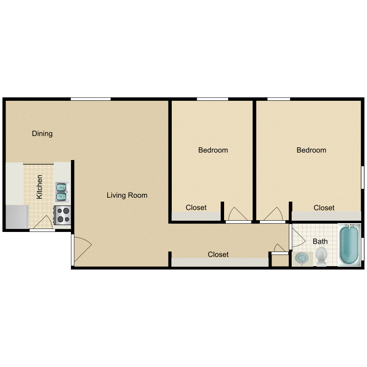 Floor plan image of 2 Bed 1 Bath B