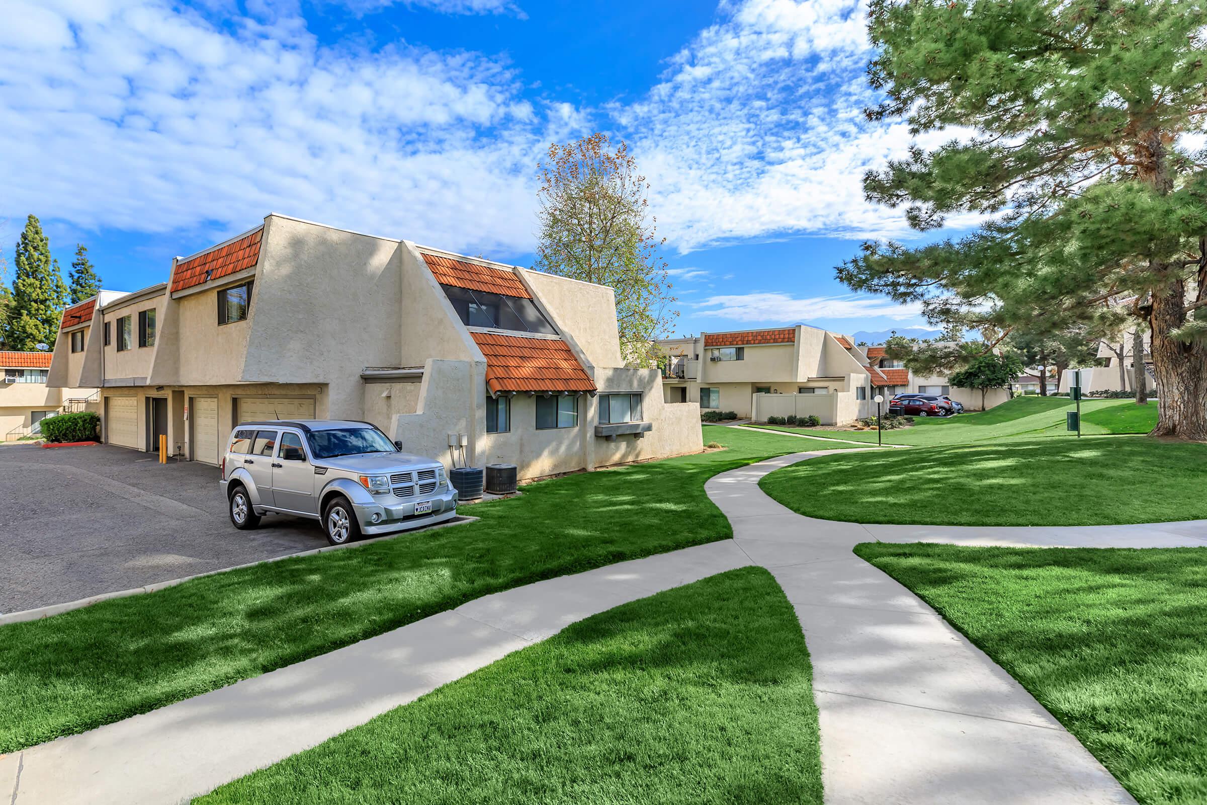 community buildings with green grass