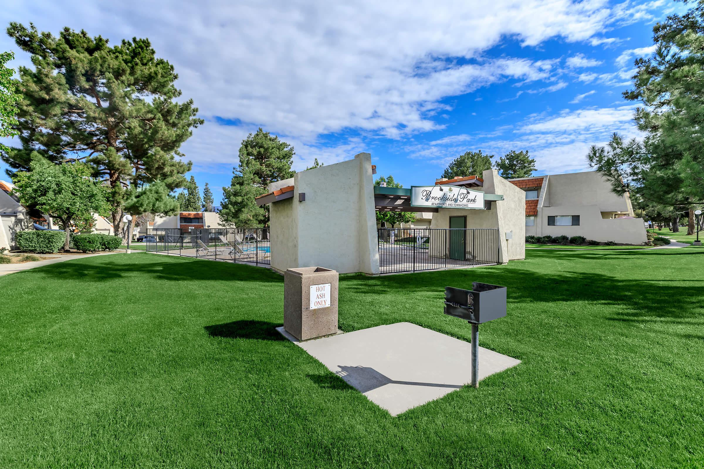 barbecue with a garbage bin