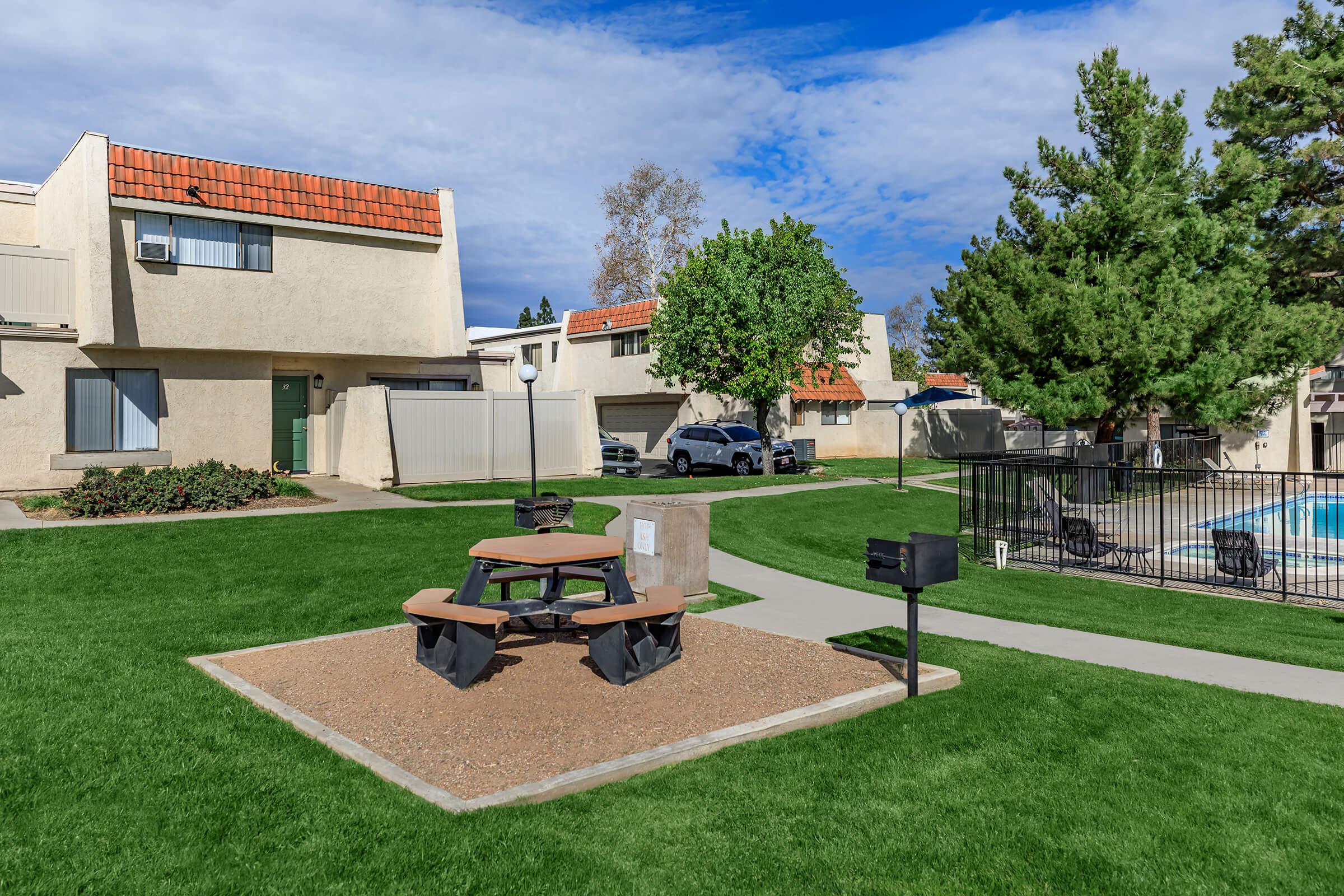 barbecues and a picnic table