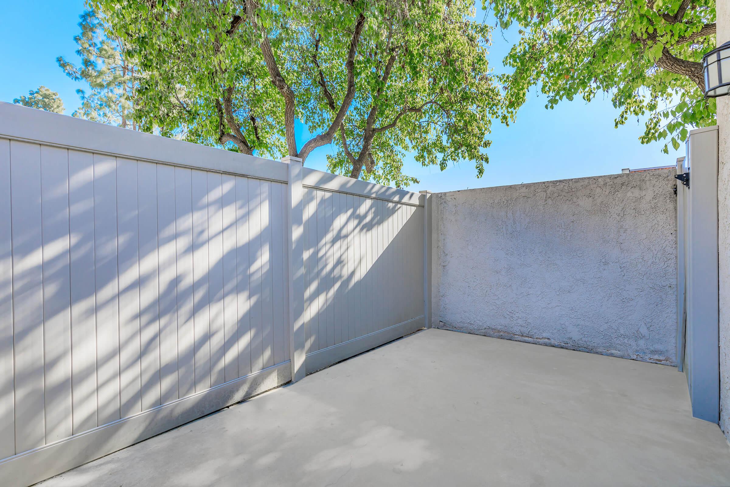 patio with wooden fences