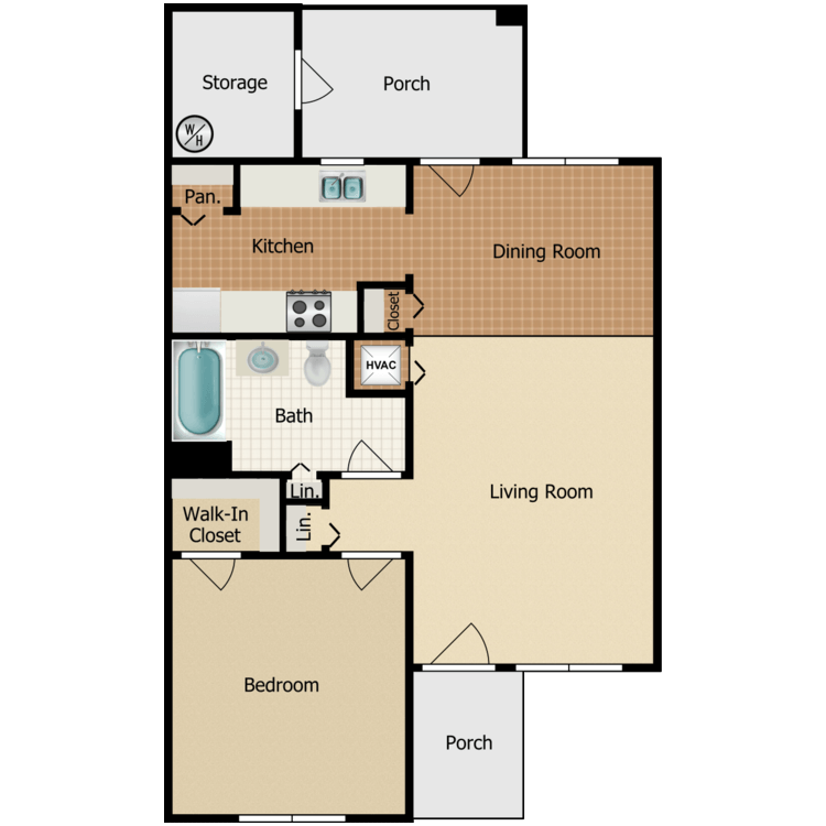 1 Bedroom Ranch floor plan image