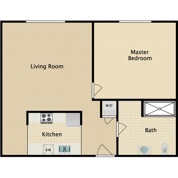 Floor plan image of 1 Bed 1 Bath