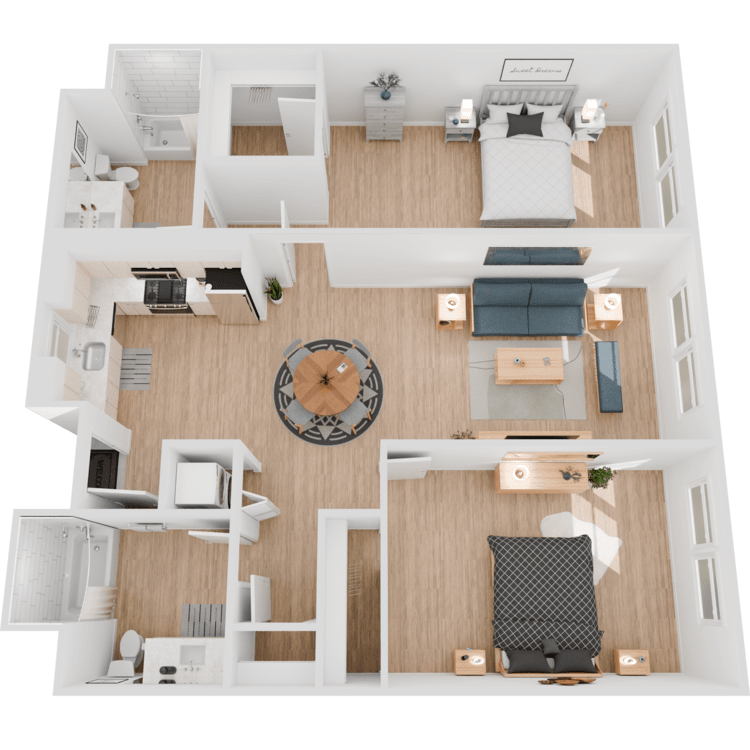 Plan 11, a 2 bedroom 2 bathroom floor plan.