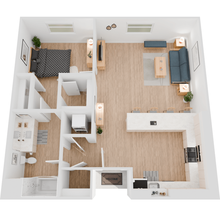 Plan 3, a 1 bedroom 1 bathroom floor plan.