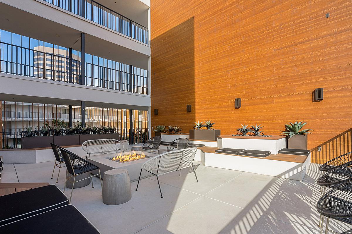a chair sitting in front of a building