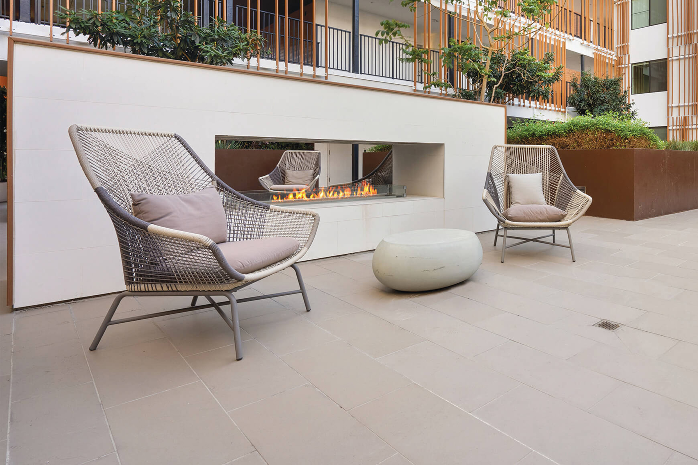 Relax outside by any of our multiple exterior courtyards