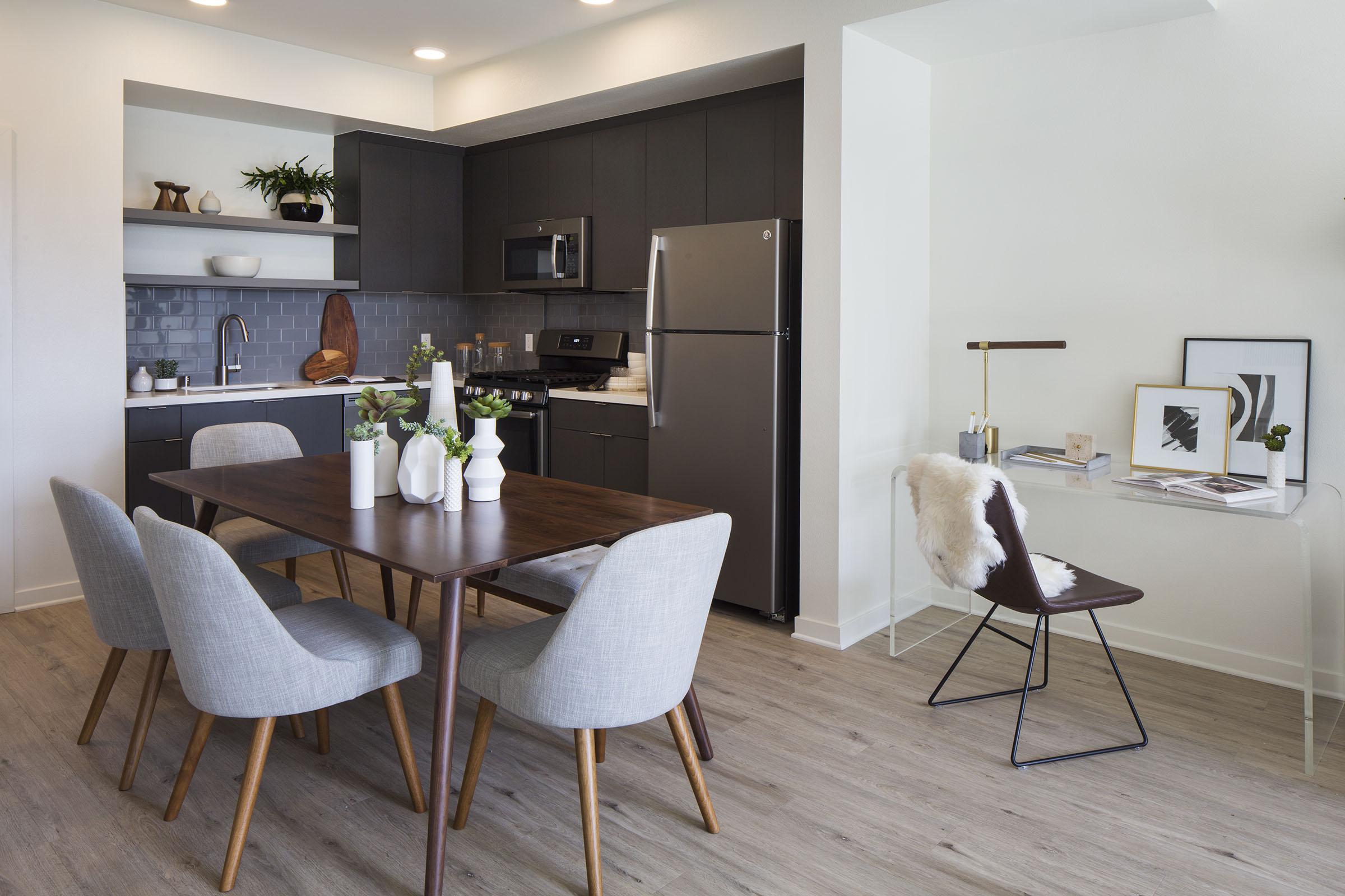 a room with a chair and a table