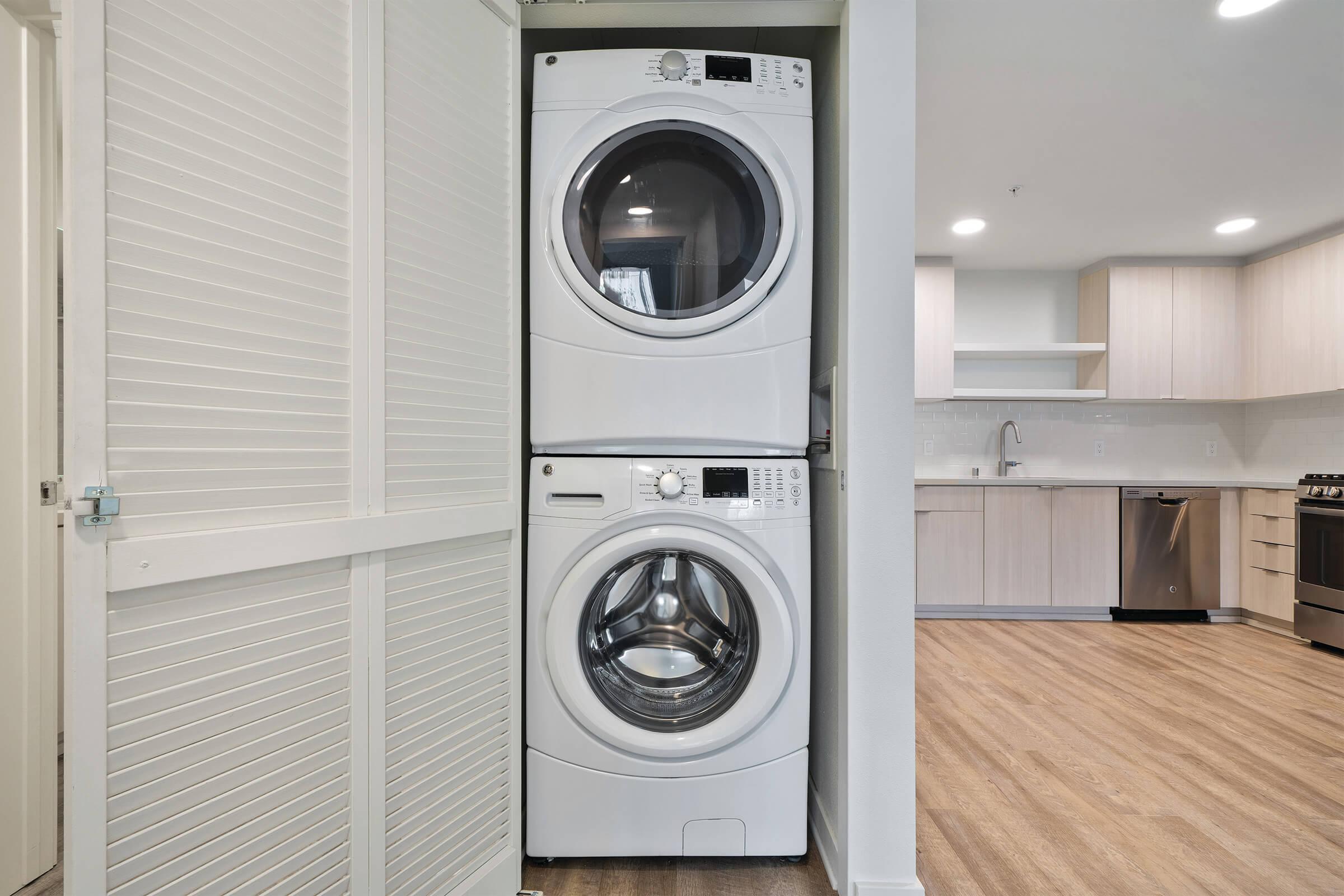 Get laundry done easily with our full-size front-loading washer and dryer