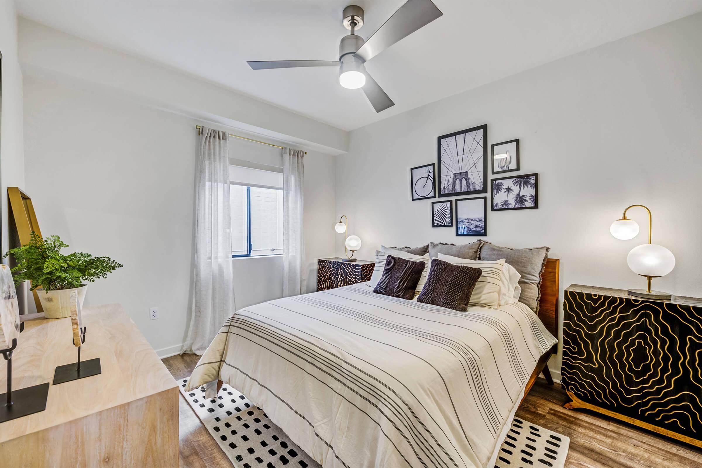 Ceiling fans are featured in each bedroom