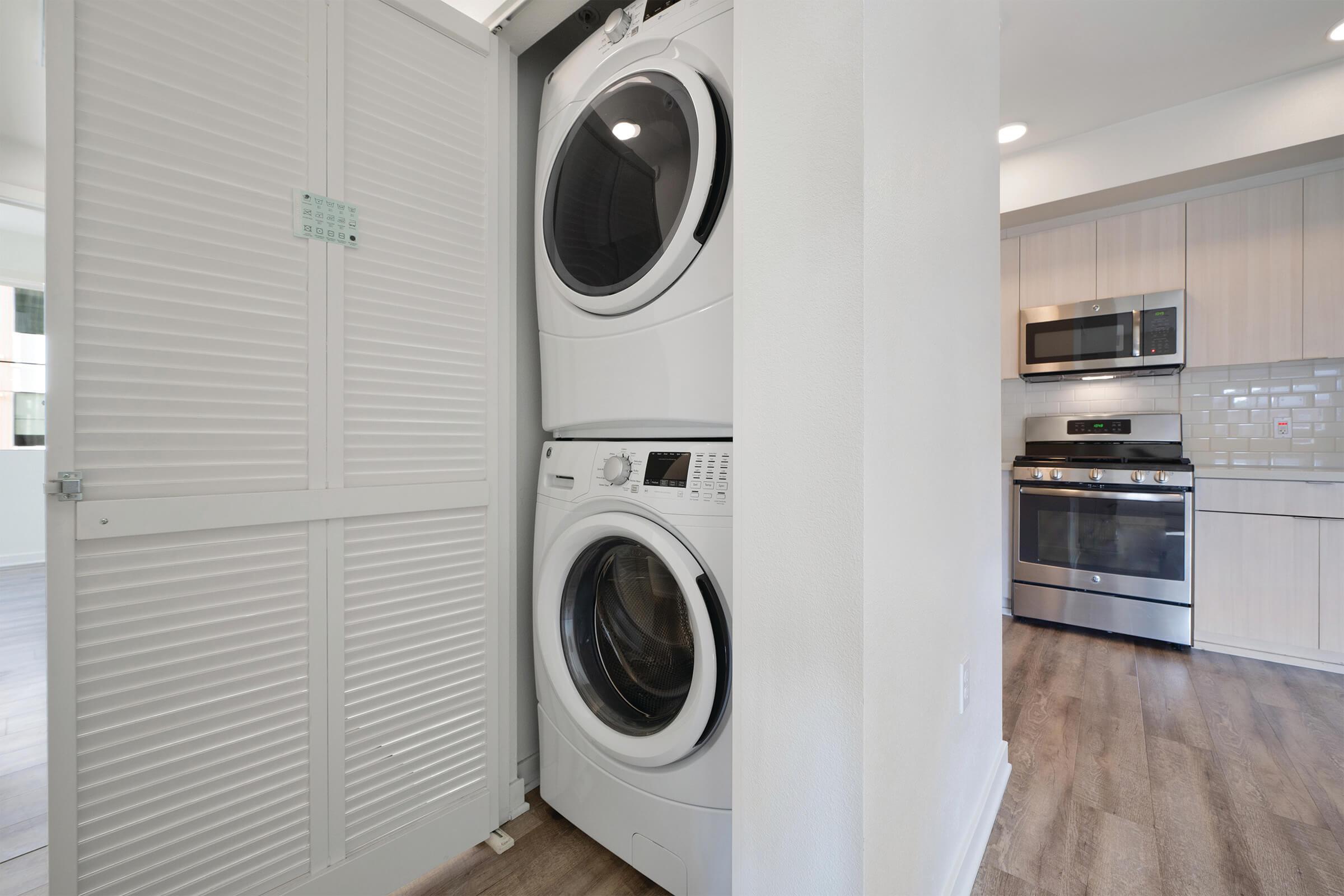 We offer a full-size front-loading washer and dryer