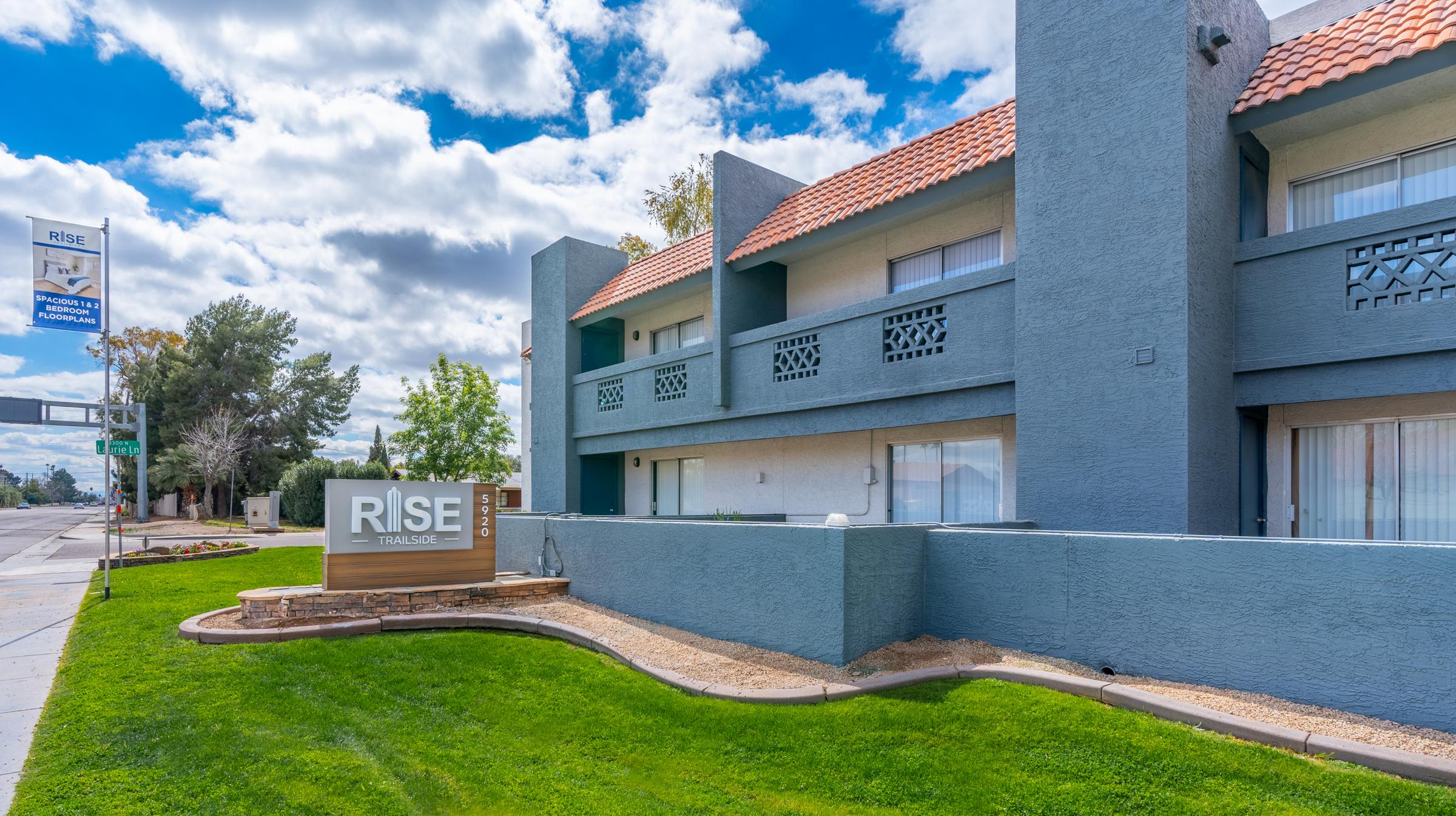 The frontage sign at Rise Trailside in Glendale, AZ. 