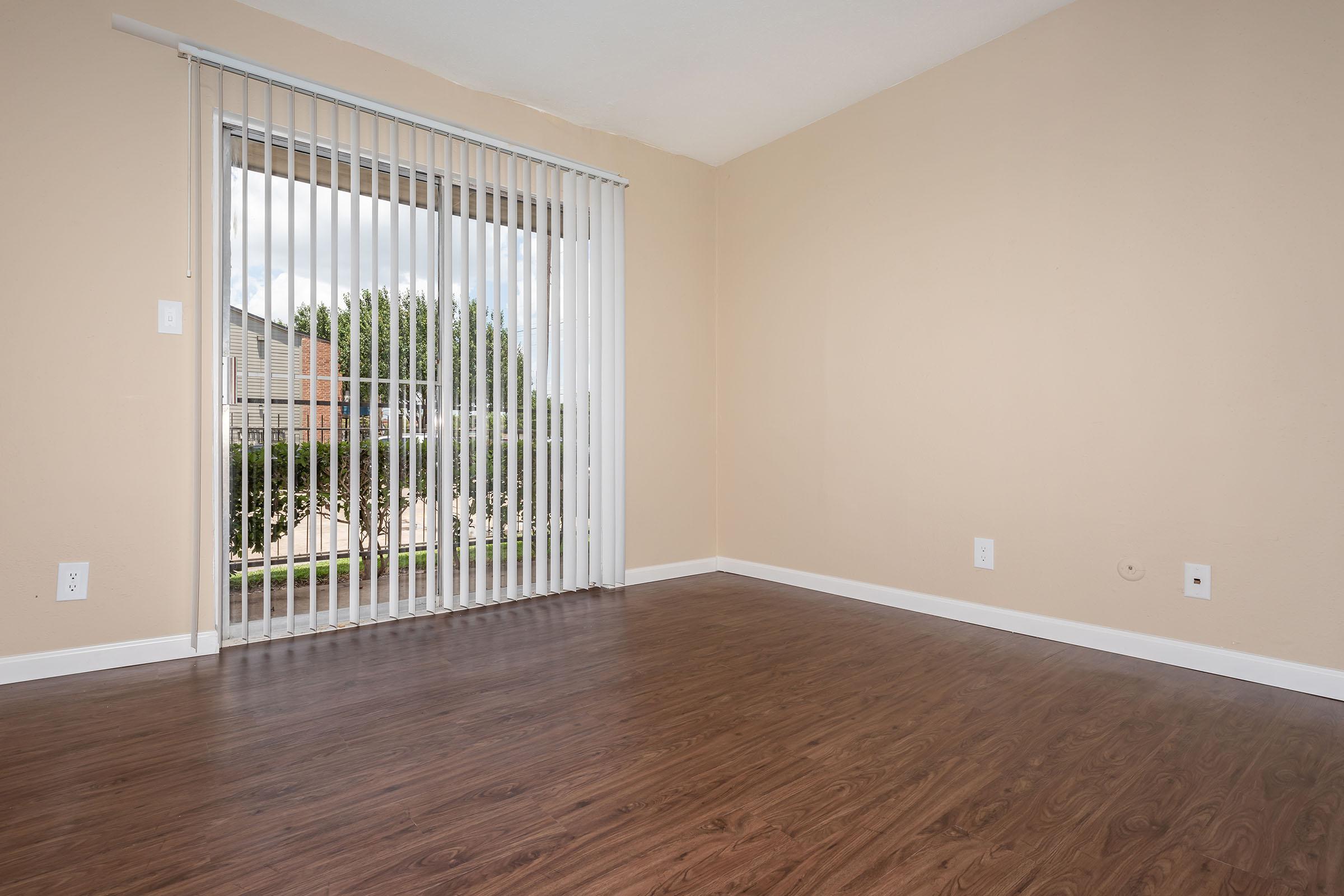 a room with a large window