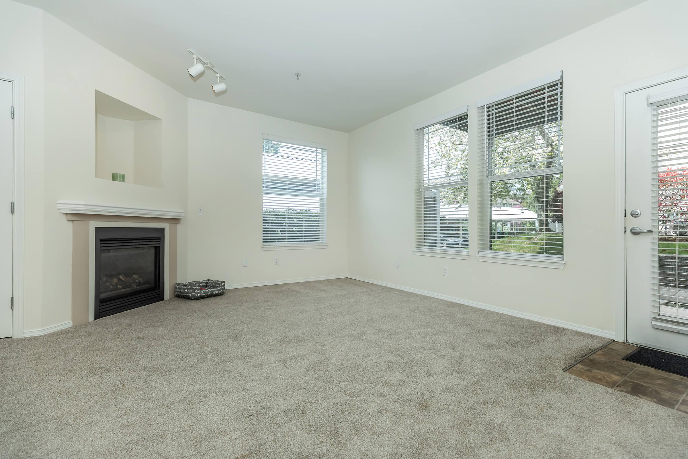 a living room with a large window