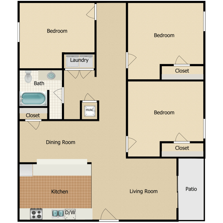 3 Bedroom floor plan image