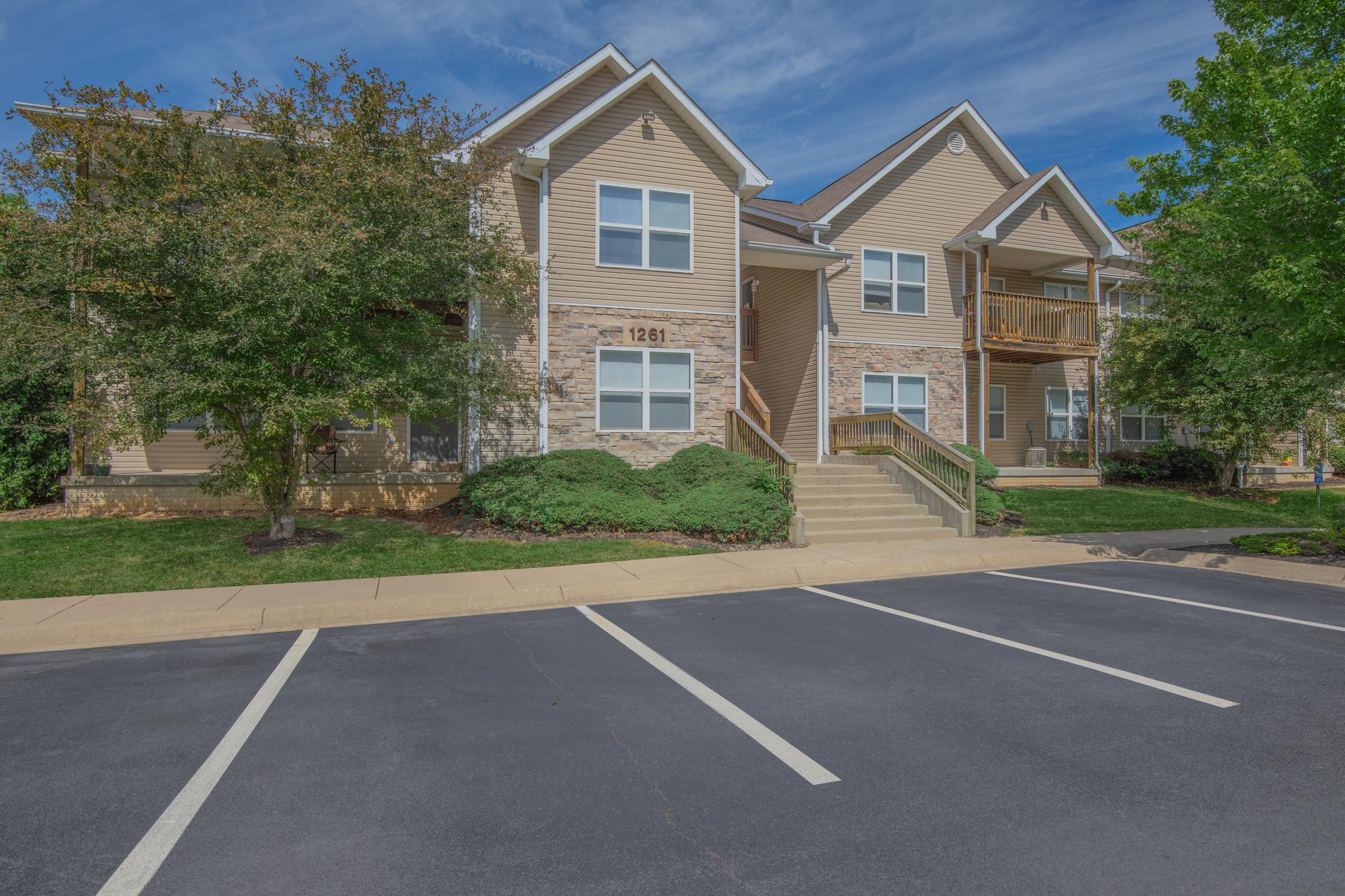 Exterior of front entrance and parking lot