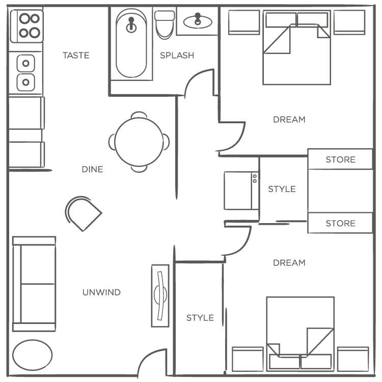 Floor plan image of 2 Bed 1 Bath