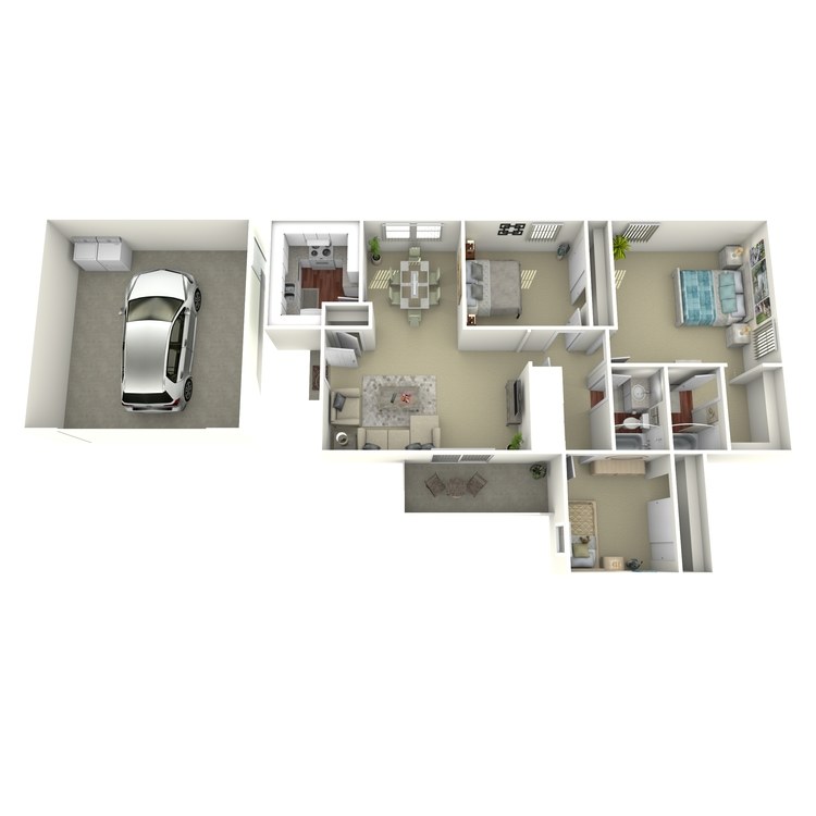 A 1259 sq ft apartment with a park city ranchos apartment home 2 bathroom floor plan.