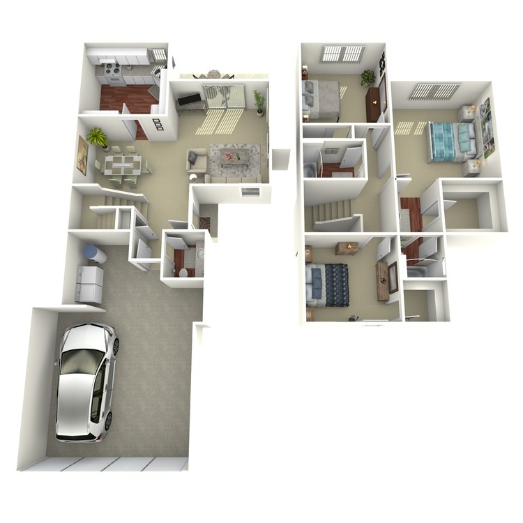 A 1465 sq ft apartment with a park city ranchos apartment home 2.5 bathroom floor plan.