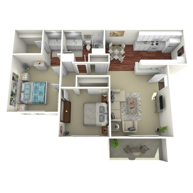 A 963 sq ft apartment with a park city apartment home 1 bathroom floor plan.