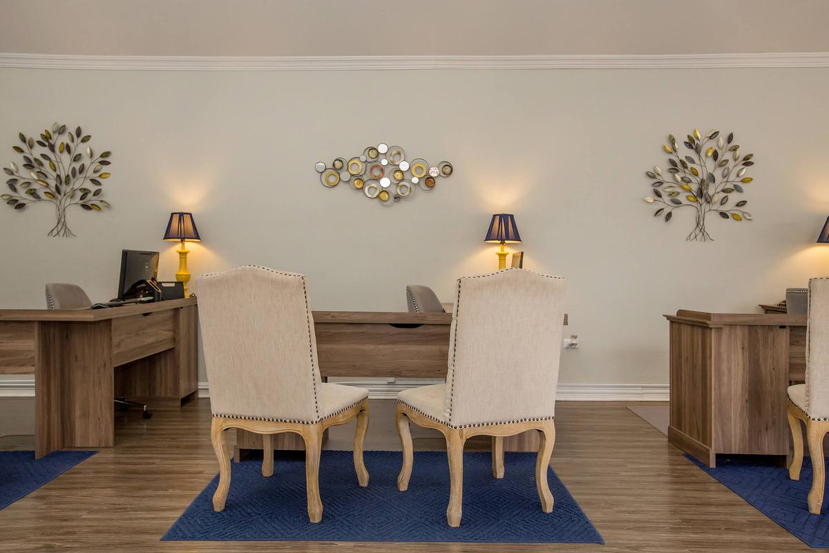 a living room with a wooden table
