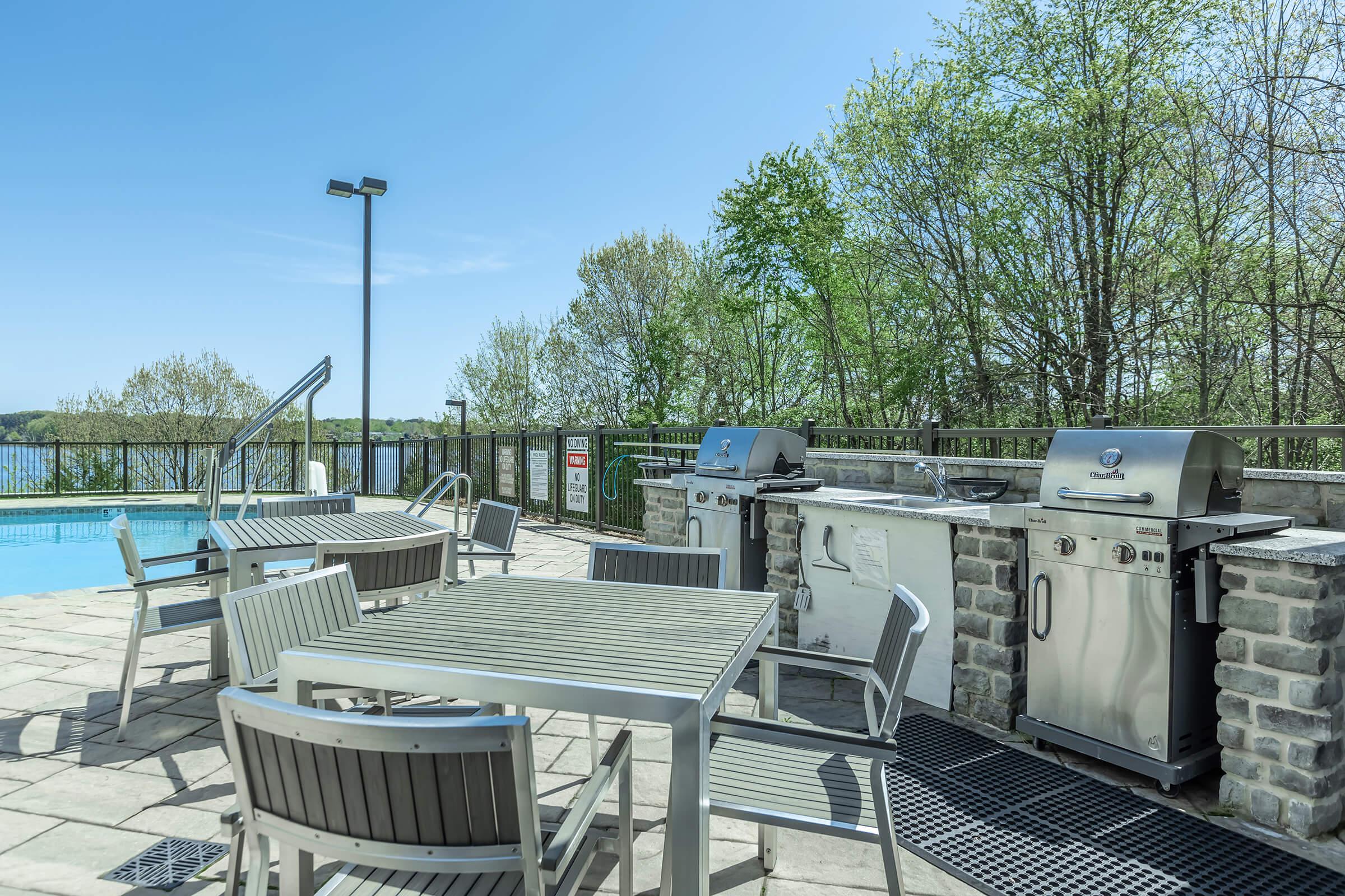 Grilling stations at The Residence at Old Hickory Lake