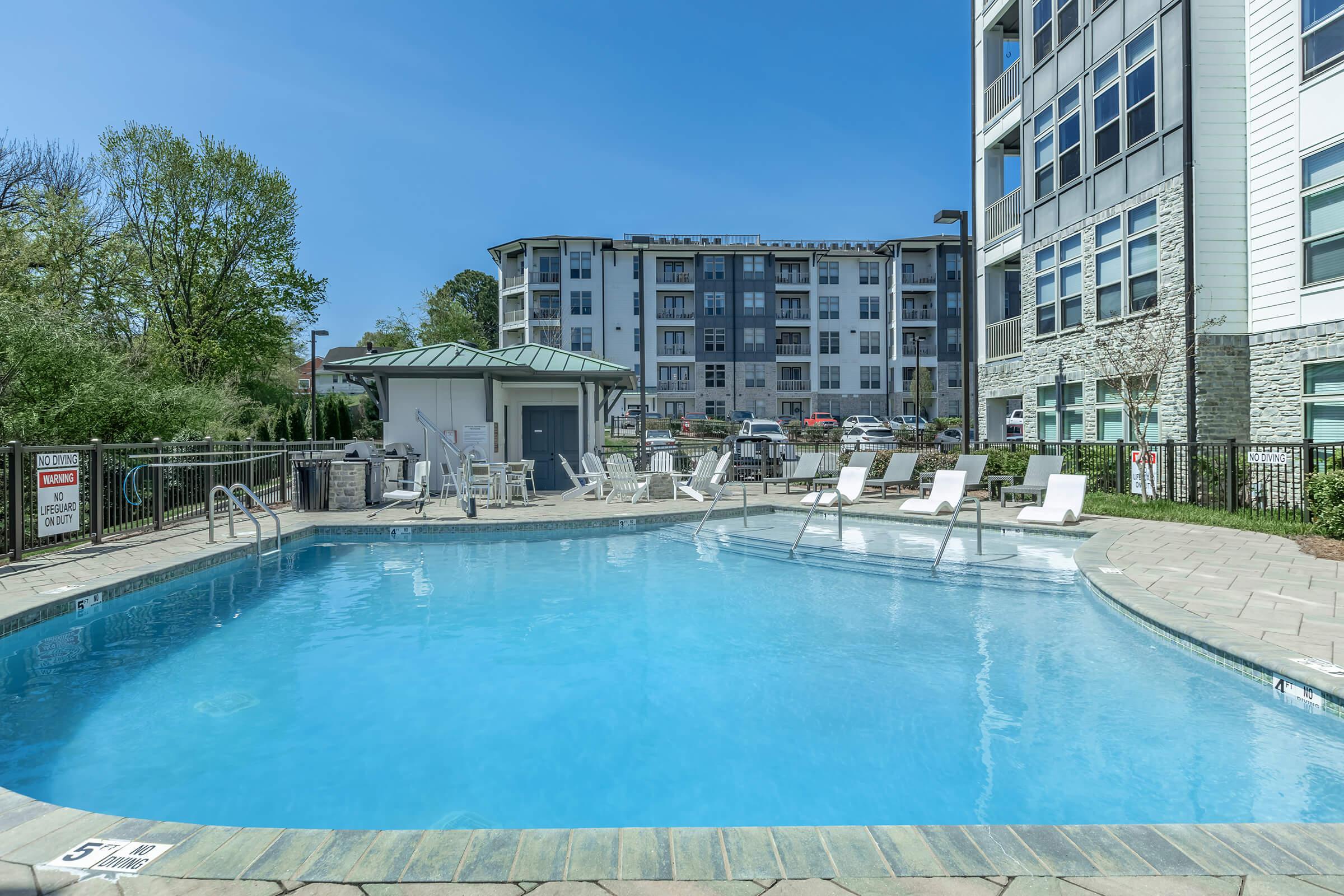 Shimmering swimming pool at The Residence at Old Hickory Lake