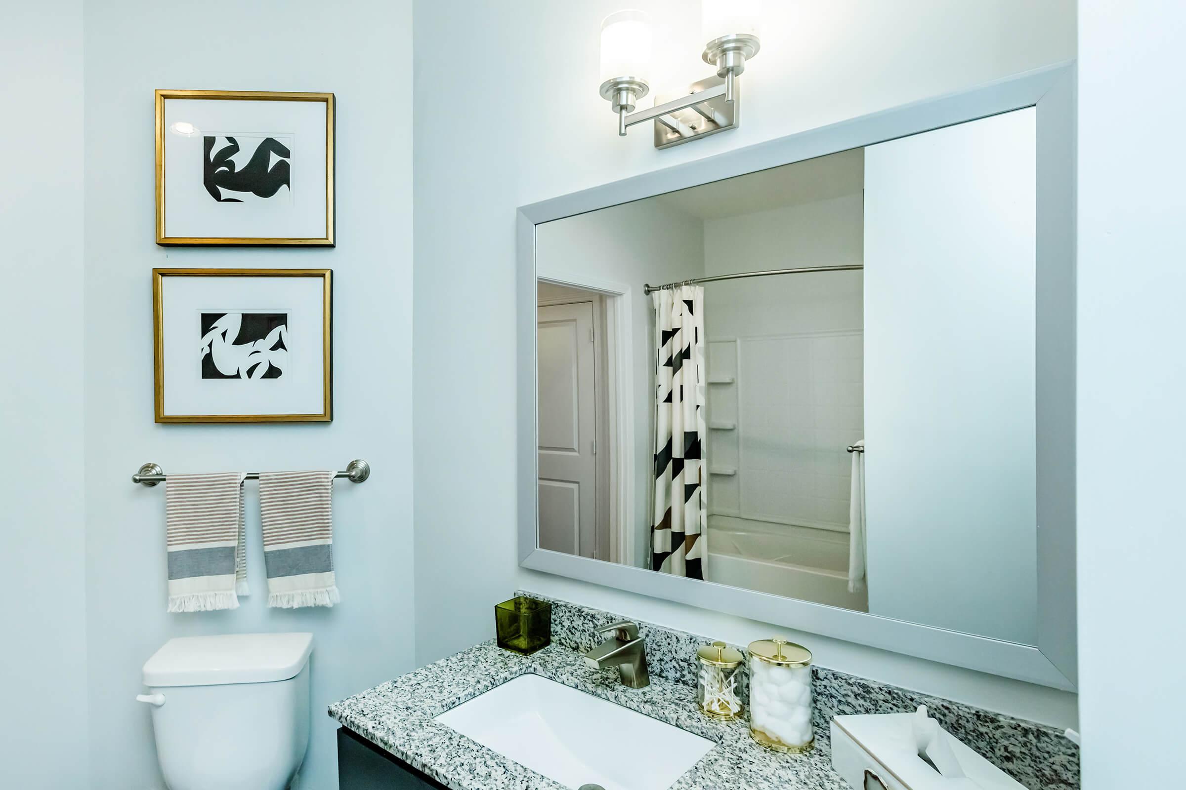 Big mirrors in bathrooms at The Residence at Old Hickory Lake