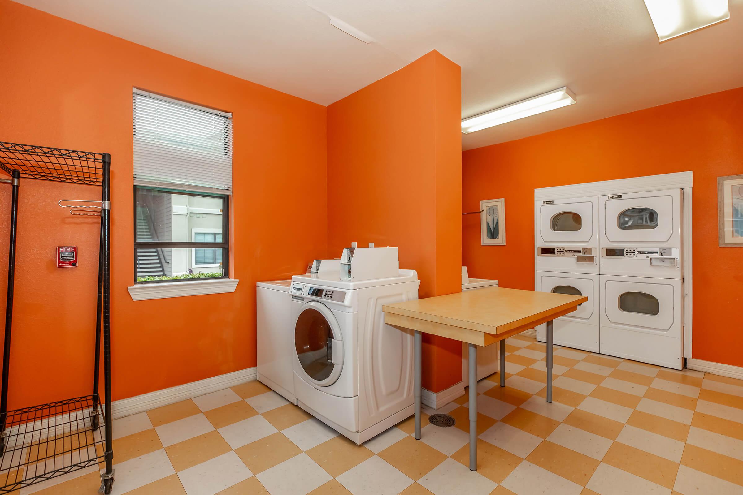 a large orange room