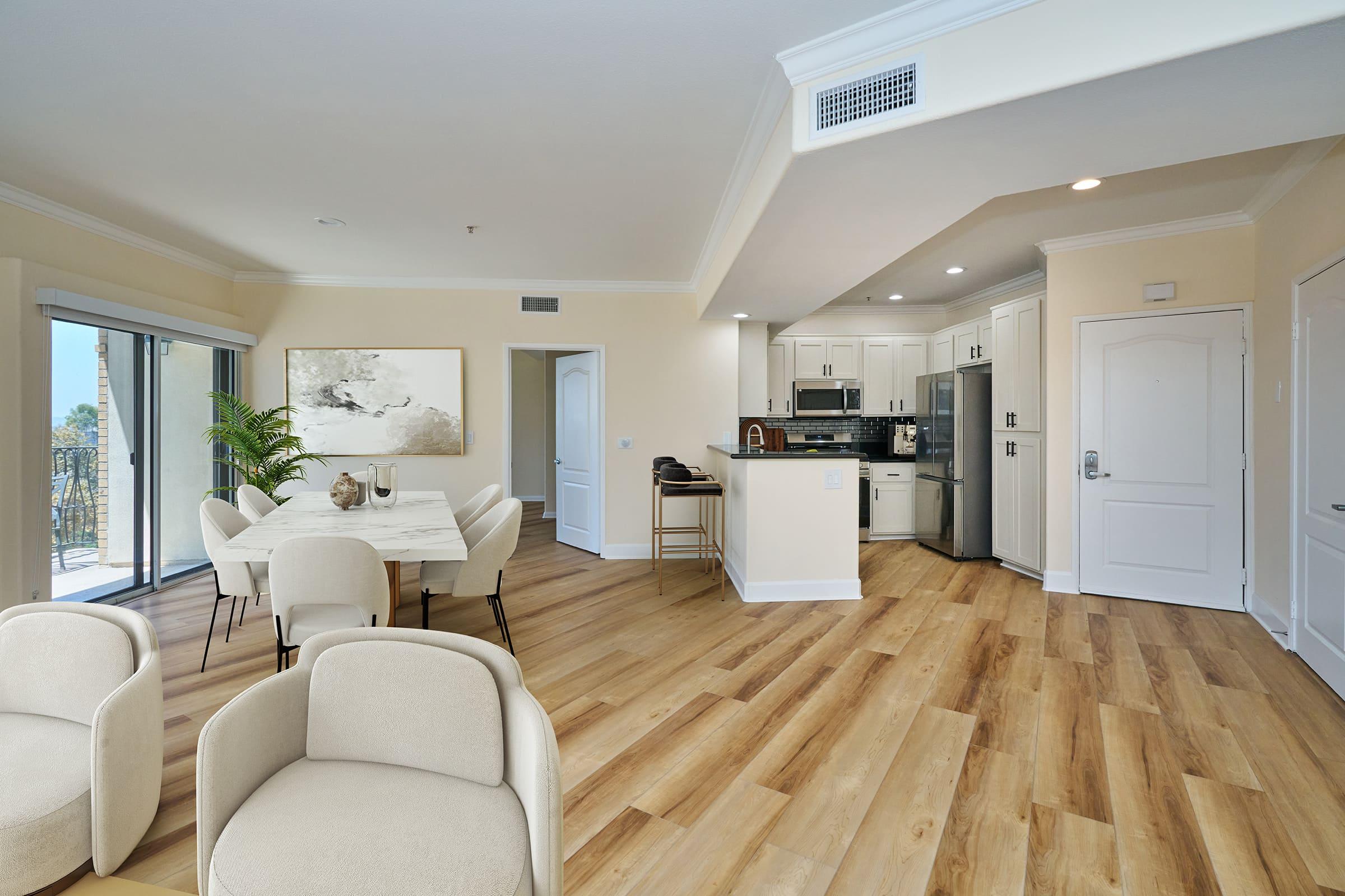 a room with a wood floor