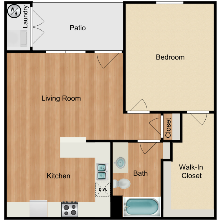 Floor plan image of 1 Bedroom 1 Bath