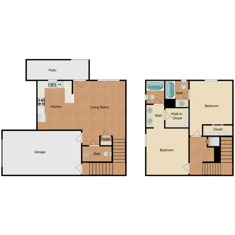 Floor plan image of 2 Bedroom 2.5 Townhouse