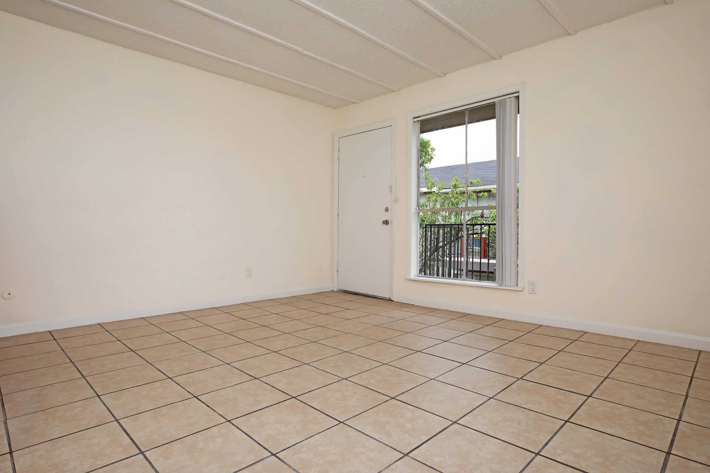 a room with a tiled floor