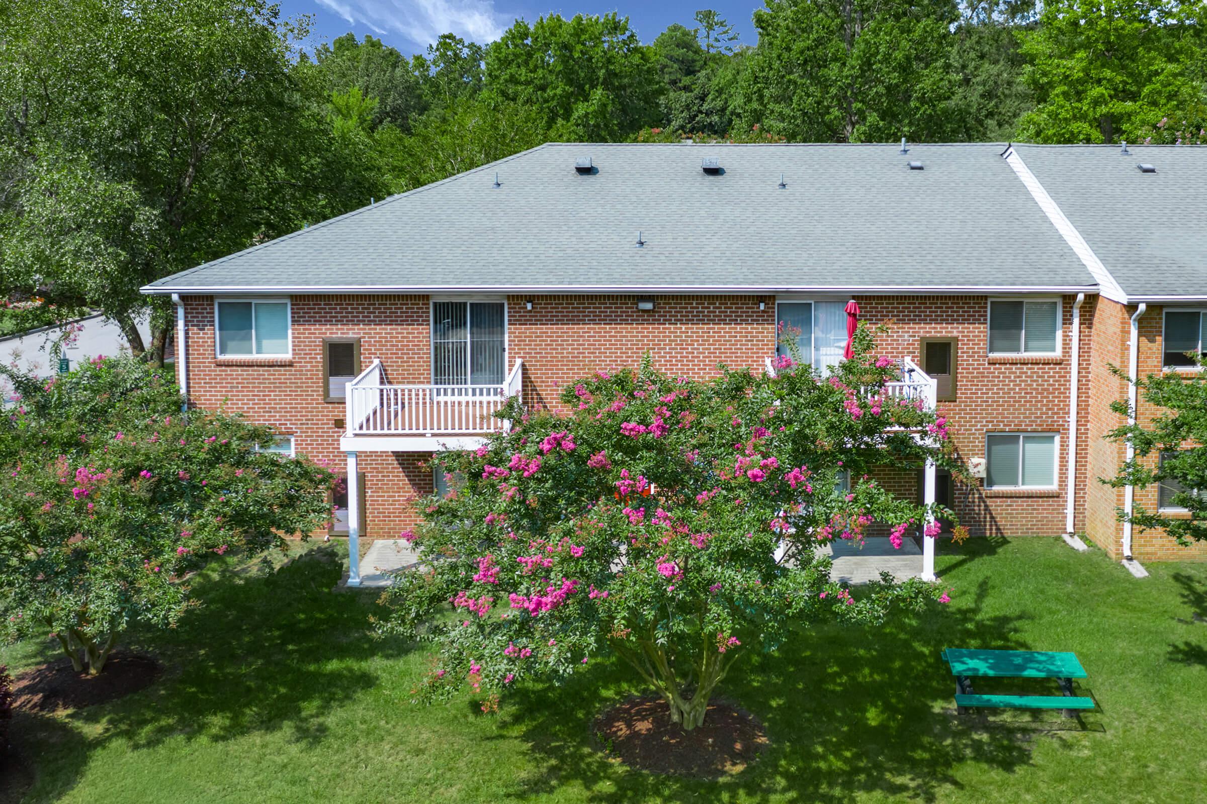 a house with bushes in front of a building