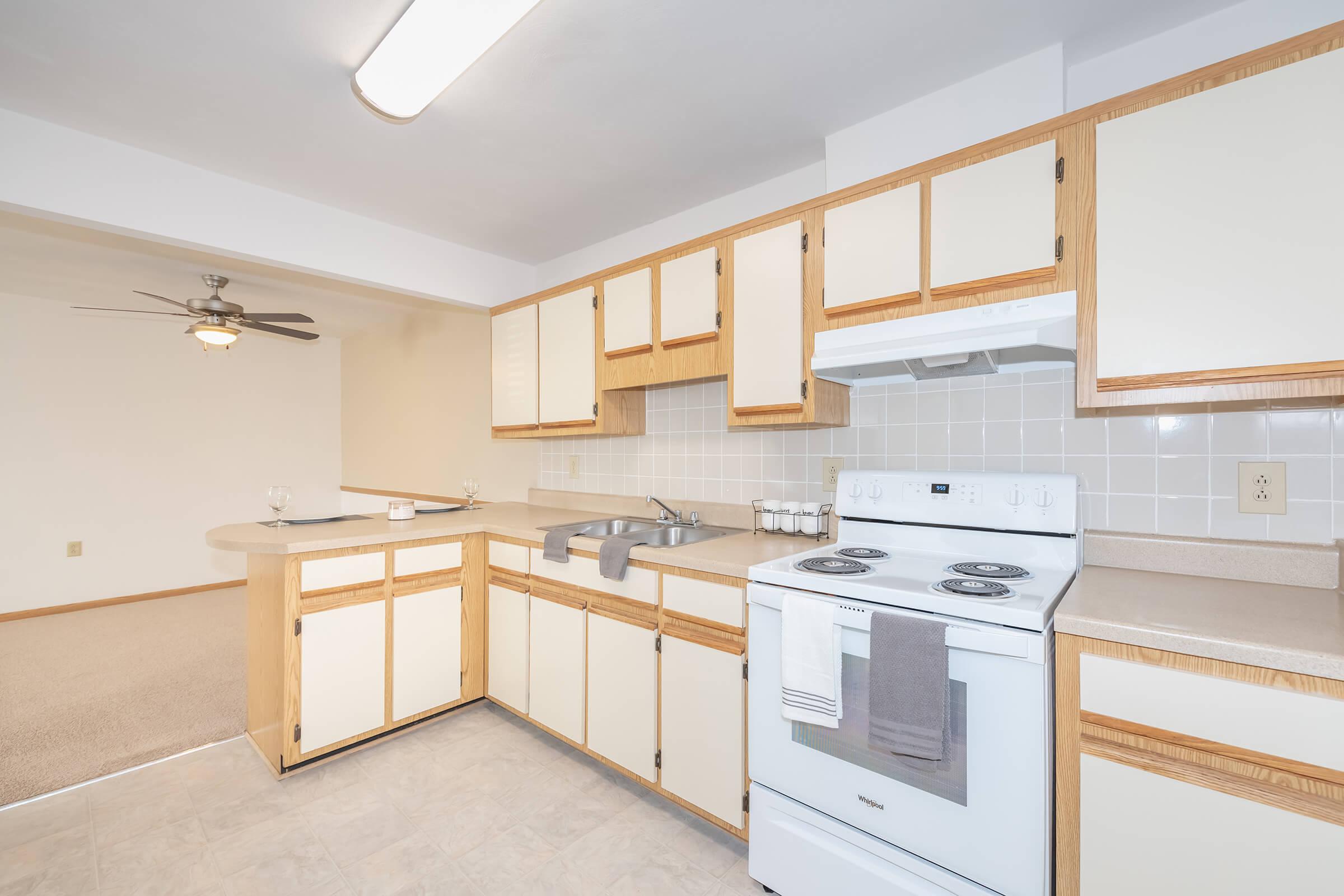 a kitchen with a stove and a sink