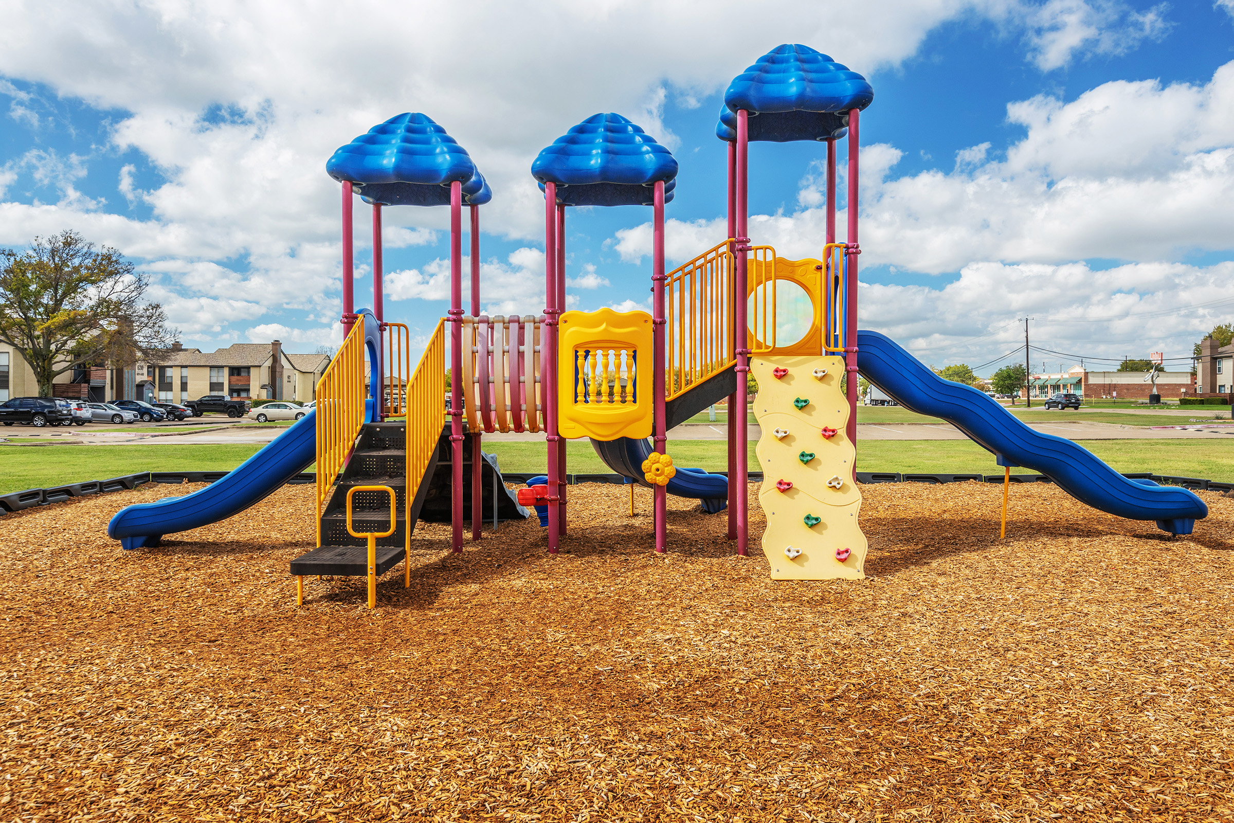 a playground at a beach