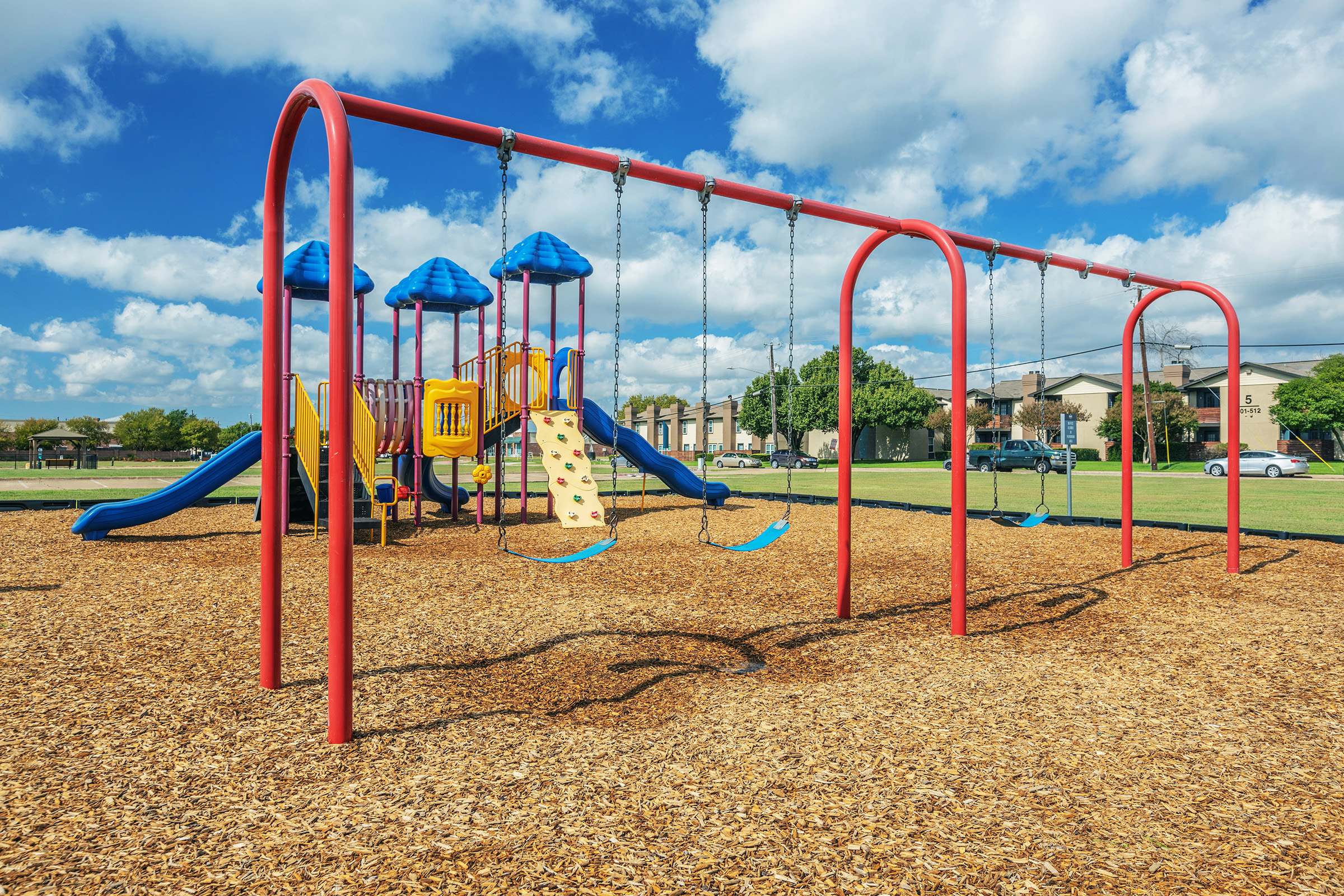 a playground at a beach