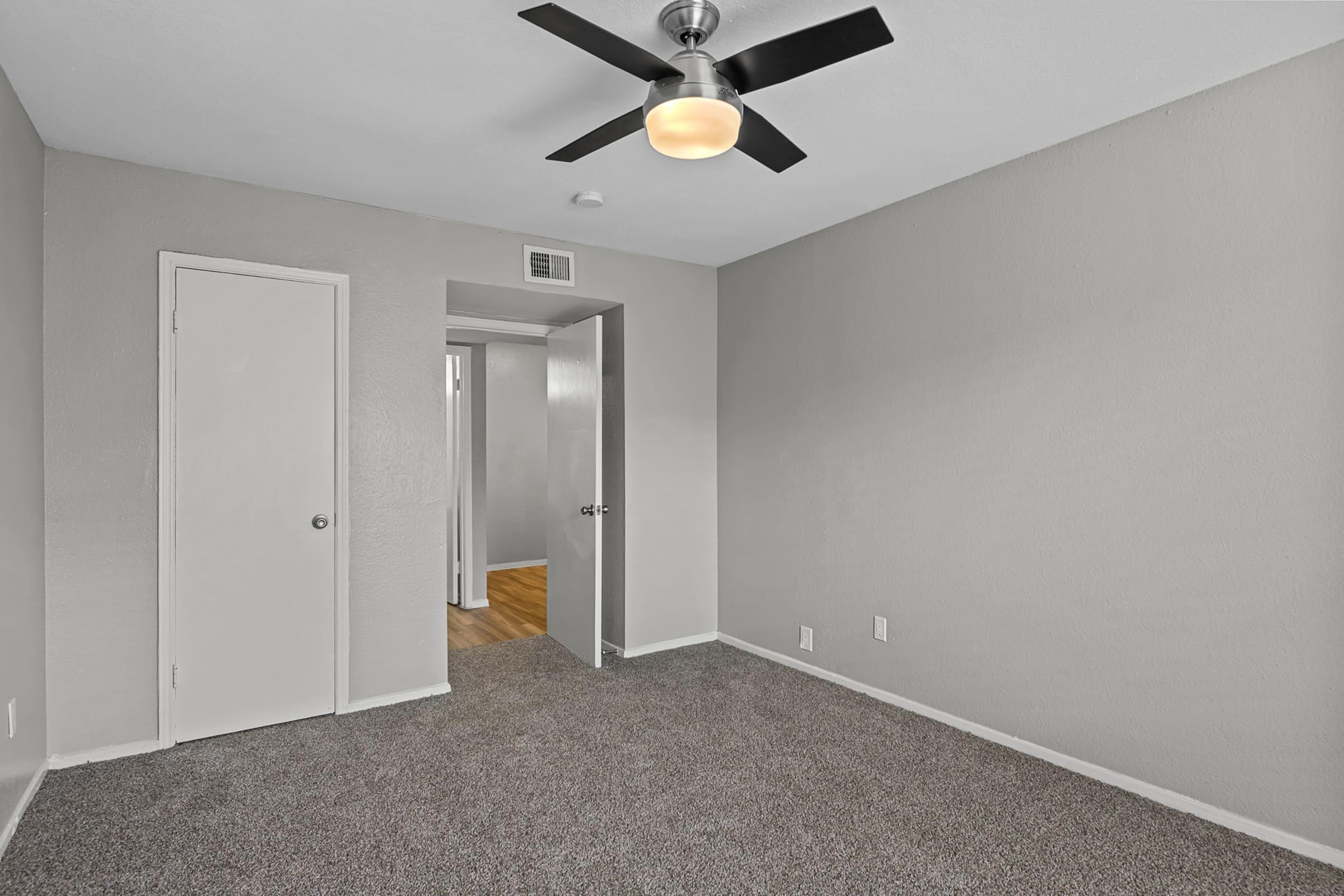 a room with a large mirror