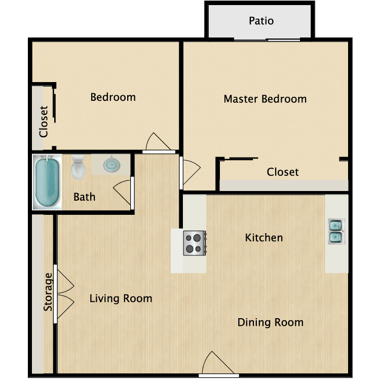 Floor plan image of 2 Bed 1 Bath