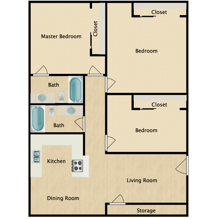 Floor plan image of 3 Bed 2 Bath