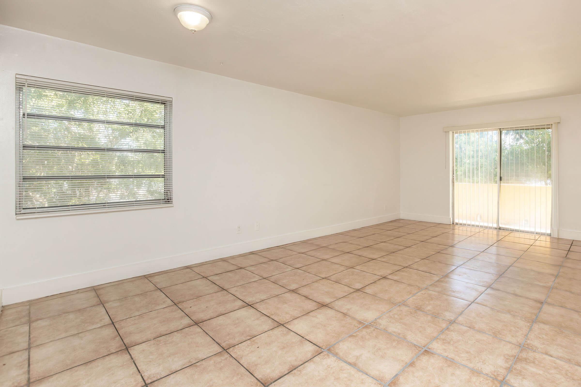 a room with a tile floor