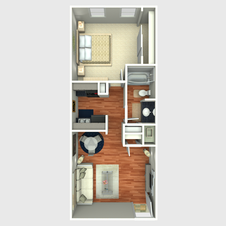 Floor plan image of 1 Bed 1 Bath A1