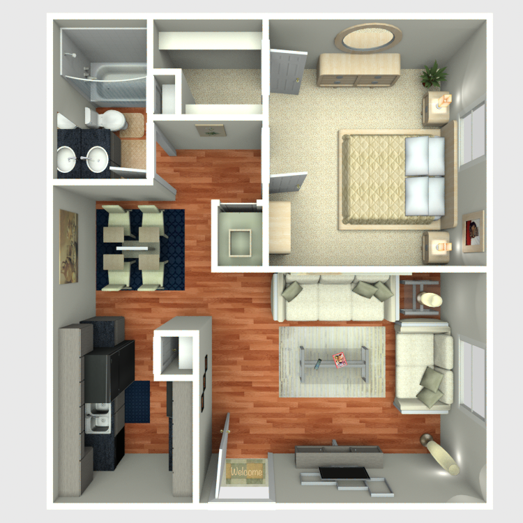 Floor plan image of 1 Bed 1 Bath A2