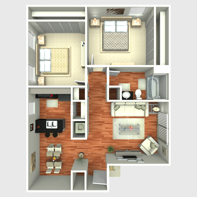 Floor plan image of 2 Bed 1 Bath B1