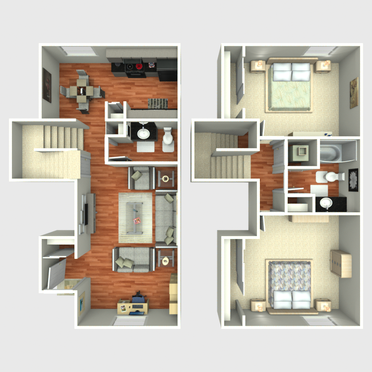Floor plan image of 2 Bed 1.5 Bath B4