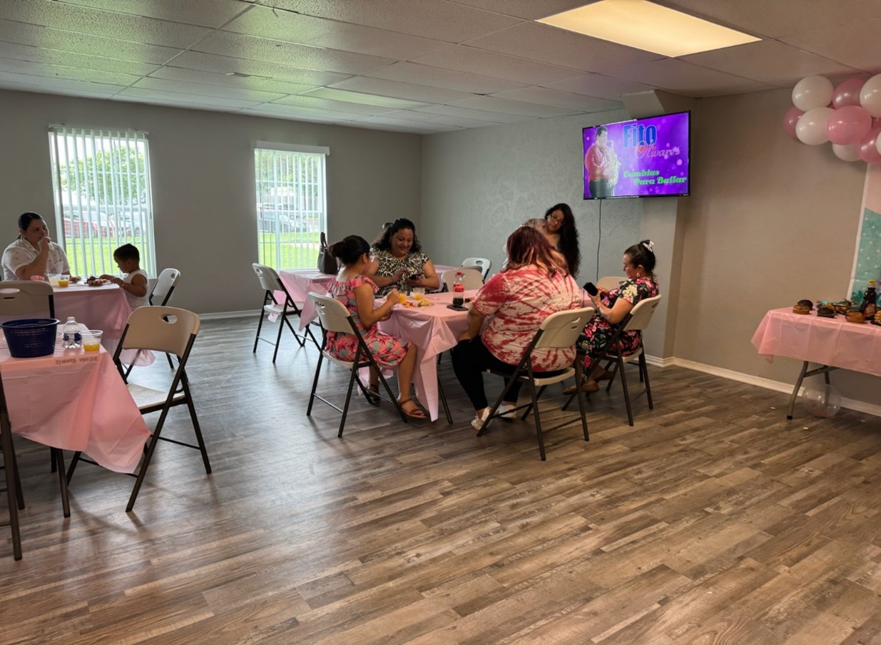 a group of people in a room