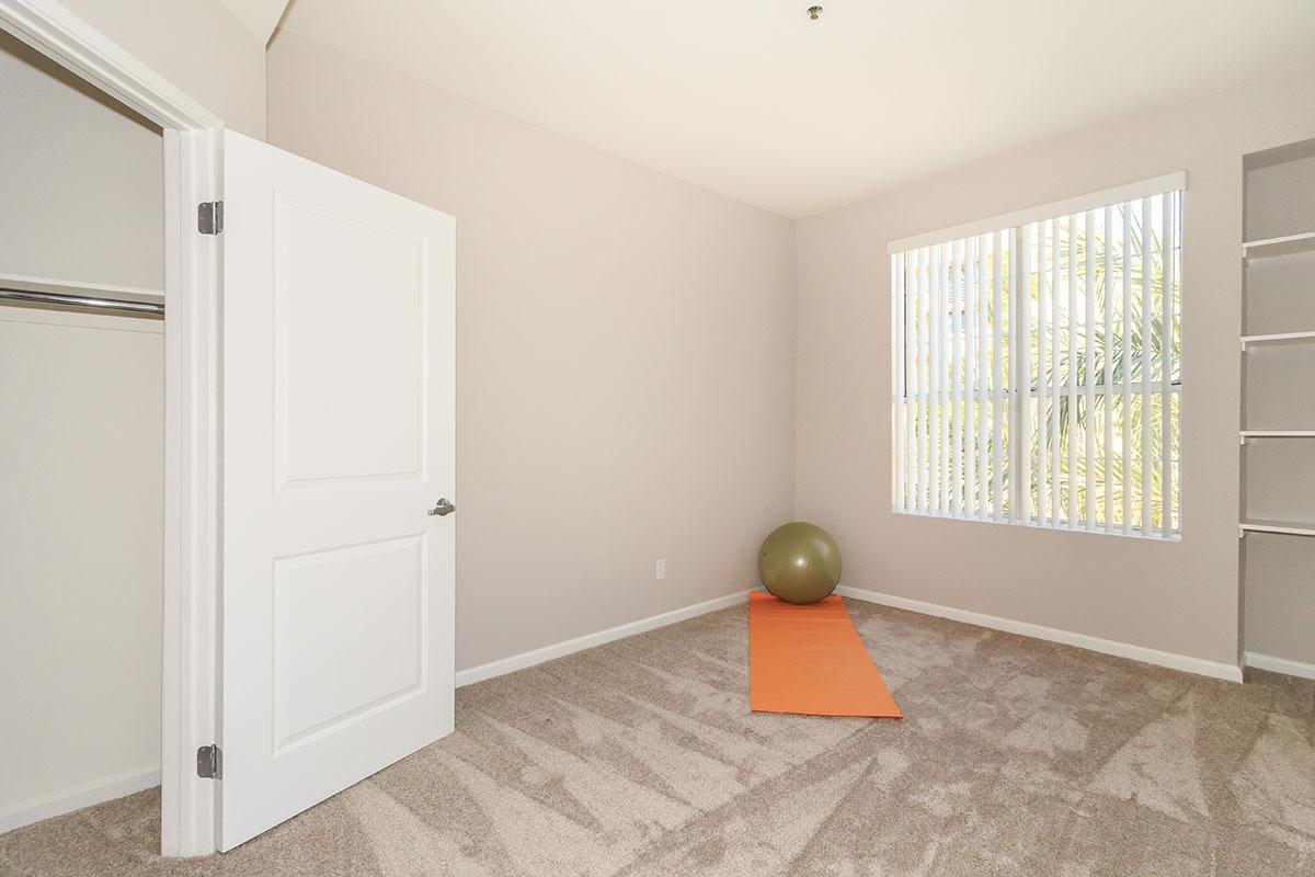 a room with a large window